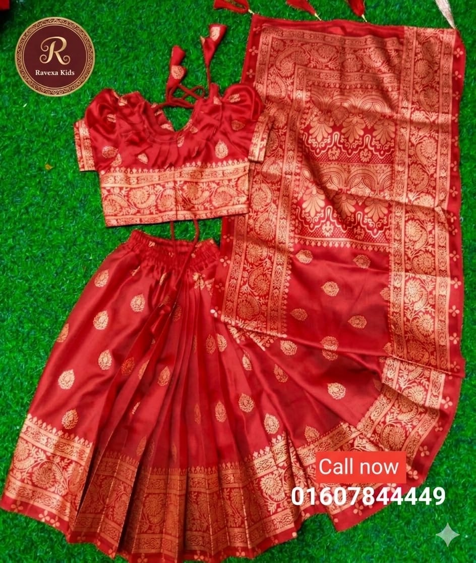 04e4a93b-8aa8-4ea4-8305-5d3e6a2c8eca Baby Ready Lehenga Saree Japanese Silk 060 - Image 1