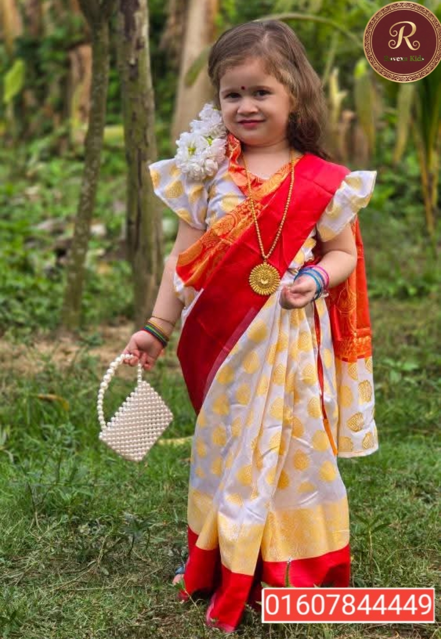 20260421_202519 baby rady Katan Saree Cream color cod 1012 - Image 1