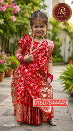 Red Ready-to-Wear Banarasi Katan Saree code 105
