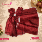 Premium Maroon Kids Ready Saree – Semi Tissue Fabric - Image 2
